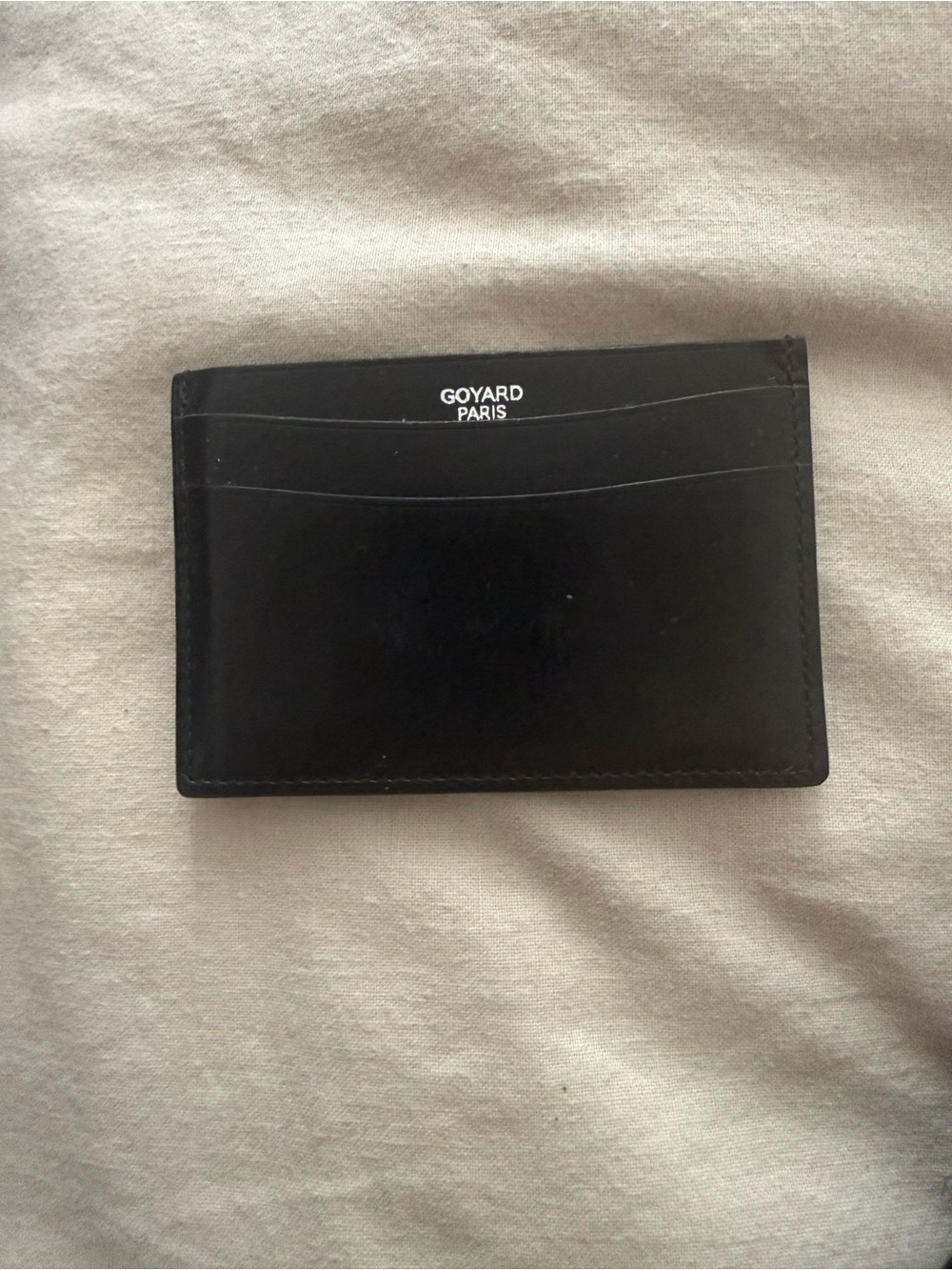 Goyard Black Leather Slim Card Case with White Logo